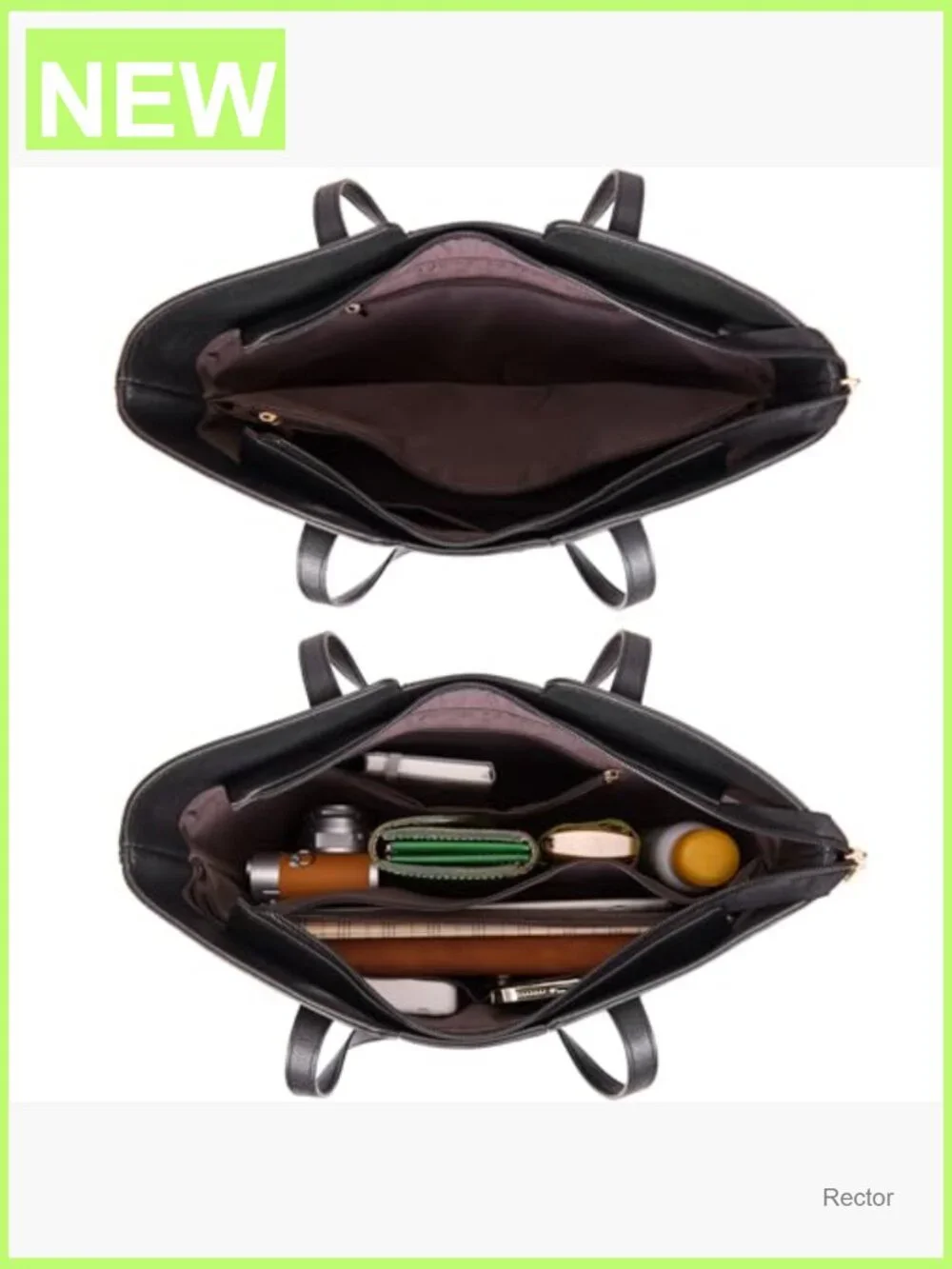 PU Leather Tote Bag with Zippered Pockets Shoulder Hobo Purse Top Handle